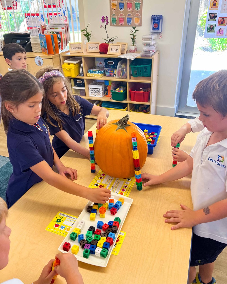 UnityDelray's tweet image. Kindergarten is getting their hands dirty learning all about pumpkins! 🎃🍁 Exploring, counting, and discovering how pumpkins grow — learning has never been so hands-on! 💛🐎 #UnitySchoolFL #MustangPride #FallFun #JoyOfLearning