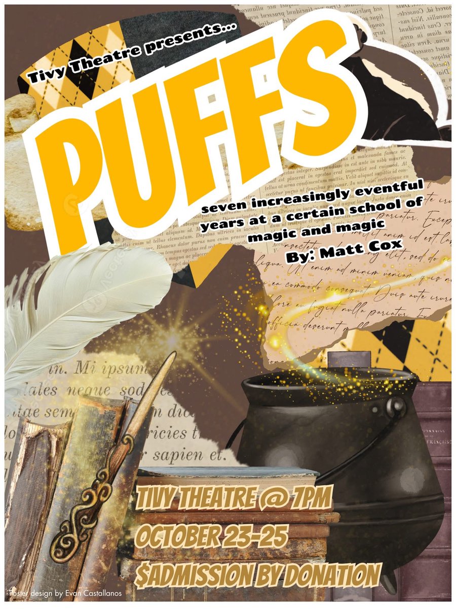 🎭✨ Get ready to laugh and relive some magical moments with Tivy Theatre’s production of Puffs!

🪄⚡Admission is by donation.

You won’t want to miss this fun-filled show — bring your friends, your family, and your Tivy pride! 💙💛