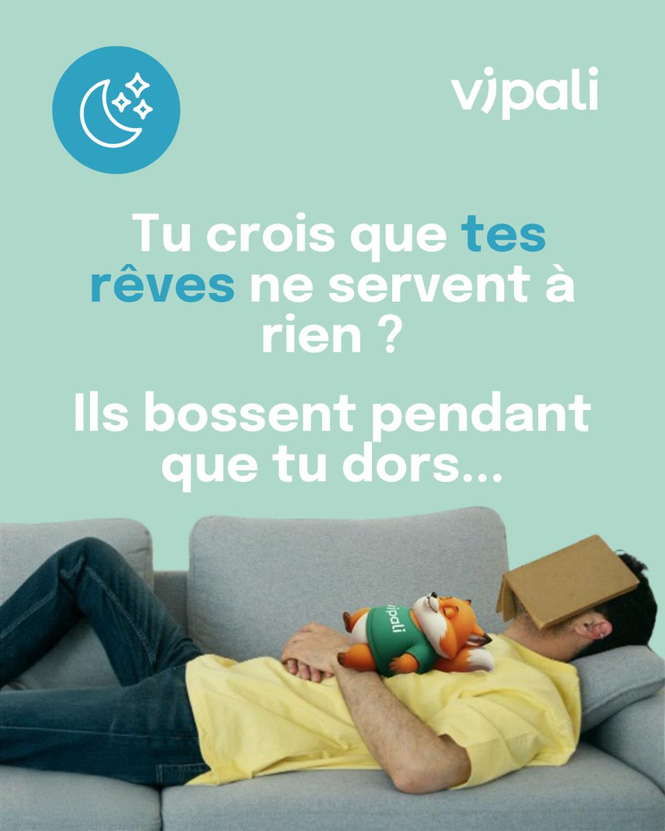 Vipali_prev's tweet image. Tes rêves ne sont pas juste des films bizarres produits par ton cerveau 🎬
Ils t’aident à mémoriser, apprendre et intégrer les expériences de ta journée !
#RêvesEtMémoire #SommeilParadoxal #Vipali #SantéMentale #CerveauEnAction