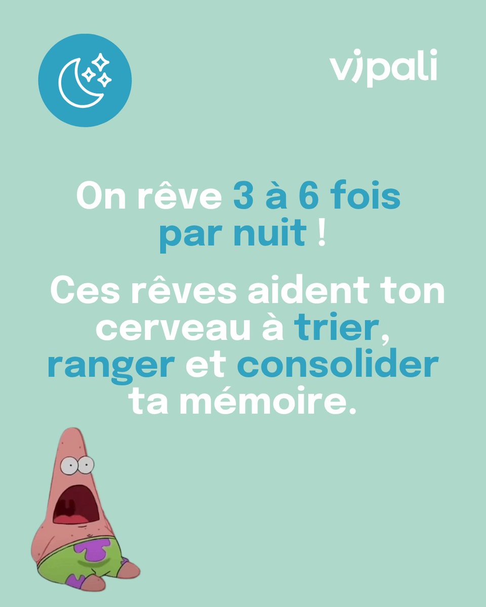 Vipali_prev's tweet image. Tes rêves ne sont pas juste des films bizarres produits par ton cerveau 🎬
Ils t’aident à mémoriser, apprendre et intégrer les expériences de ta journée !
#RêvesEtMémoire #SommeilParadoxal #Vipali #SantéMentale #CerveauEnAction