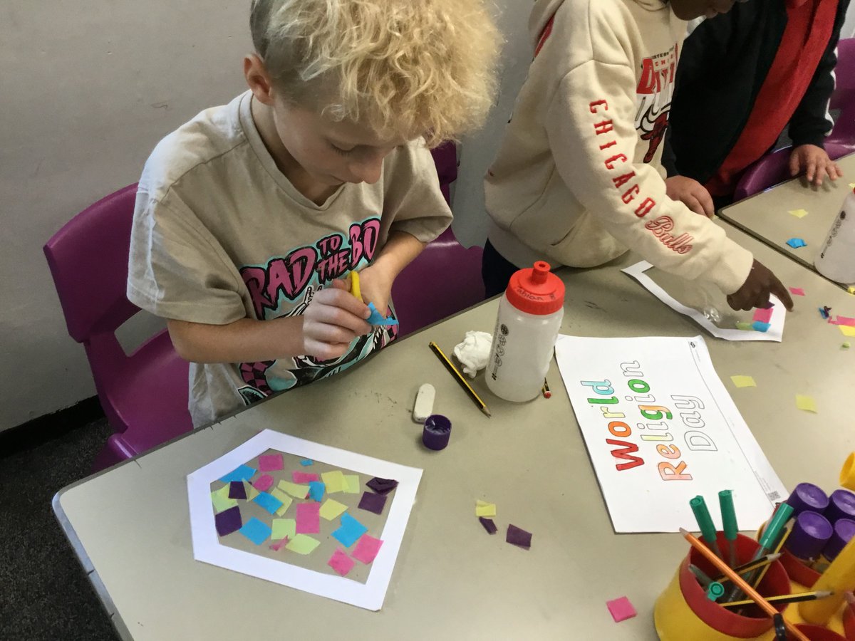 The children then used their creativity to produce beautiful artwork inspired by religious symbols and worked together on a collaborative art piece   

It was a fantastic day filled with learning, creativity, and celebration of our world’s rich diversity!

3/3