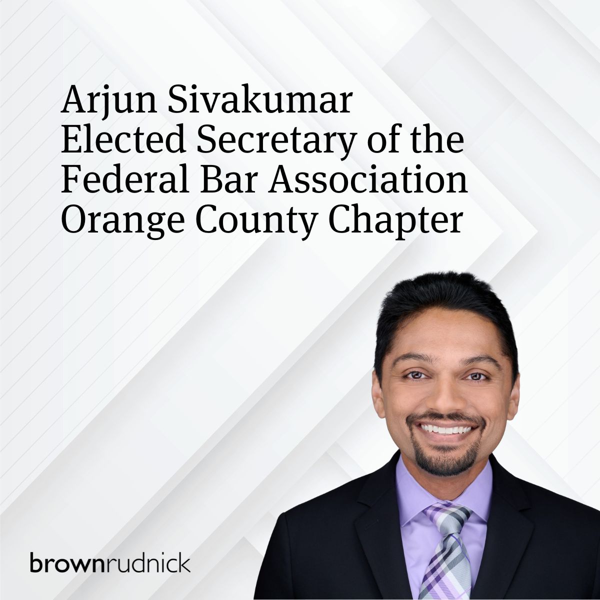Partner Arjun Sivakumar has been officially sworn in as elected secretary of the <a href="/federalbar/">Federal Bar Association</a> Orange County Chapter. 

Join us in congratulating Arjun!