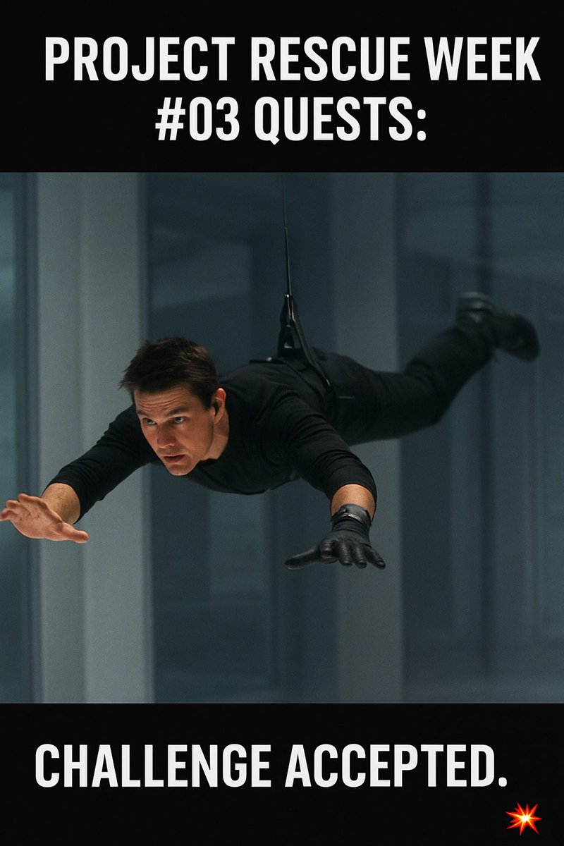 Bright199903's tweet image. When the quests drop, we go full Mission: Possible
The community’s energy, creativity, and determination are unstoppable just like Ethan Hunt on a mission.
💪 Let’s take on Week #03 with focus, fun, and that unstoppable Rescue spirit!
#ProjectRescue #RescueWeek3 @ProjectRescuee