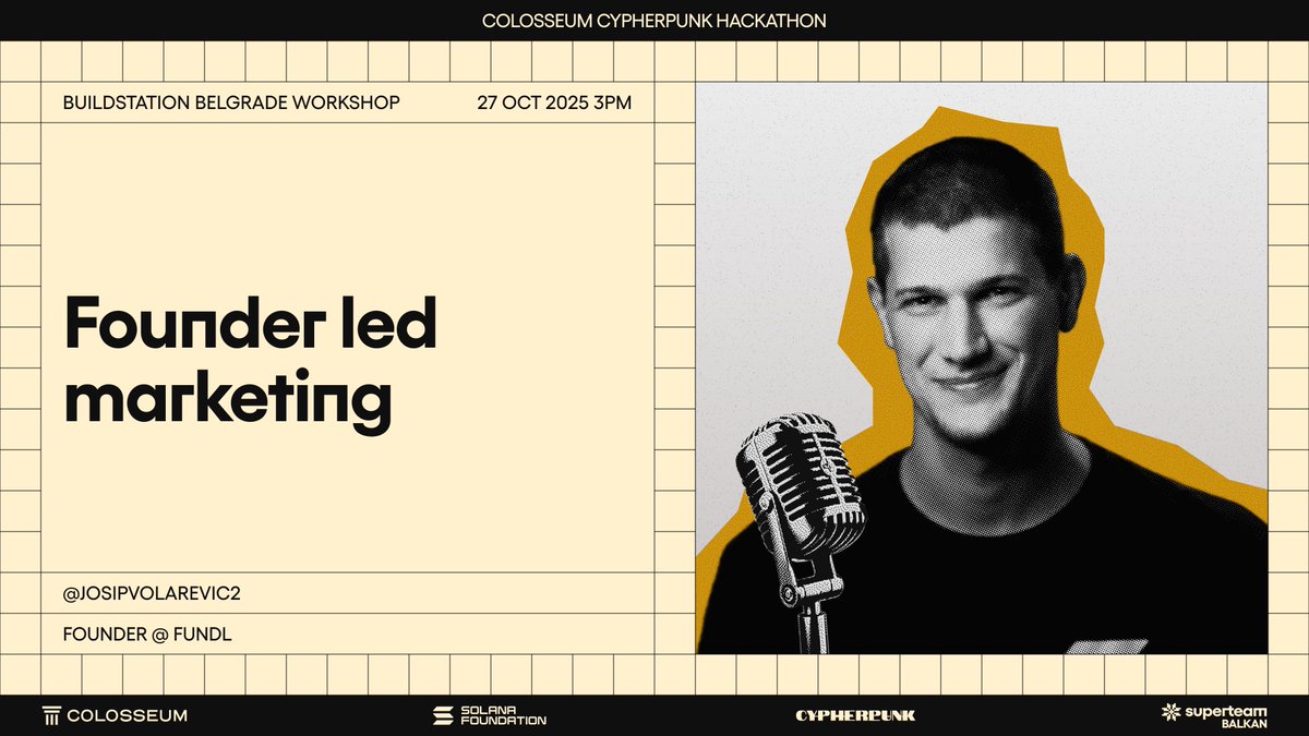 The only in-person workshop we’re hosting at Buildstation Belgrade is happening this Monday.

<a href="/josipvolarevic/"></a> is coming to town to provide value to the teams and to host a workshop on Founder-led Marketing

📅 Monday, October 27
⏰ 3:00 PM GMT+1

Join us 👇
