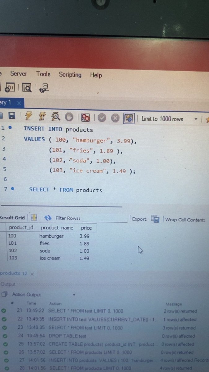chillwCeCe's tweet image. Day 2 of learning SQL using mySQL workbench 
• Did a revision on what I learnt previously 
• Learnt about ALTER &amp; UPDATE and knew their differences 
• Learnt about Auto commits, Rollbacks &amp; commit.
• Learnt about UNIQUE constraints
• Learnt about DEFAULT constraints
