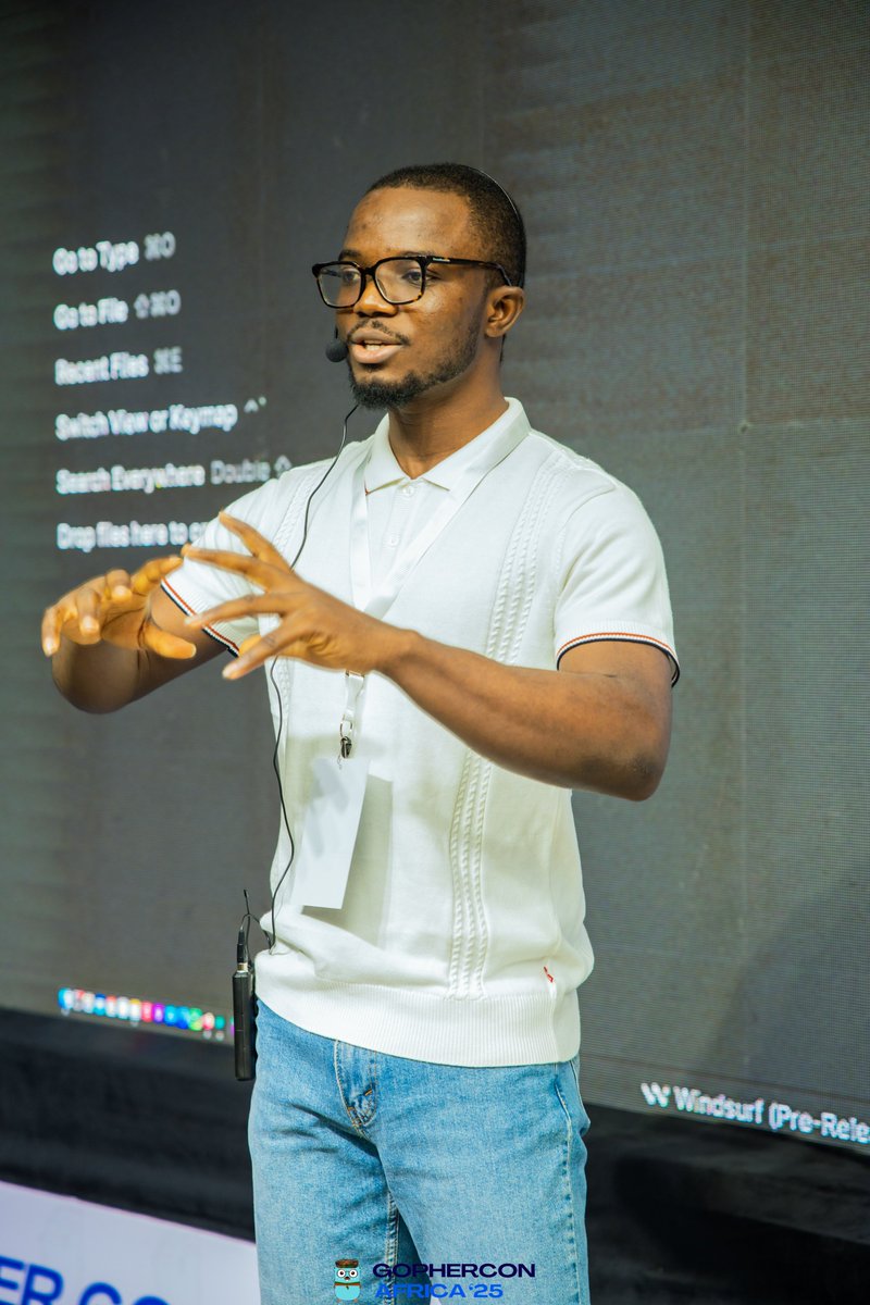 gophers_africa's tweet image. Big moment at #GopherConAfrica! 🎤
@alaoolusolae is delivering his first-ever talk — “AI Agents the Go Way: Production Patterns Without Python.”
Inspiring to see new voices shaping the future of AI with Go 💙🤖 #GoLang #AI #Gophers