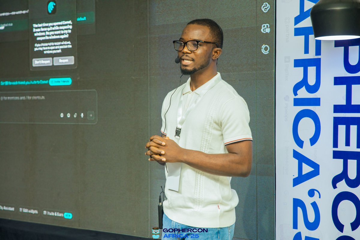 gophers_africa's tweet image. Big moment at #GopherConAfrica! 🎤
@alaoolusolae is delivering his first-ever talk — “AI Agents the Go Way: Production Patterns Without Python.”
Inspiring to see new voices shaping the future of AI with Go 💙🤖 #GoLang #AI #Gophers