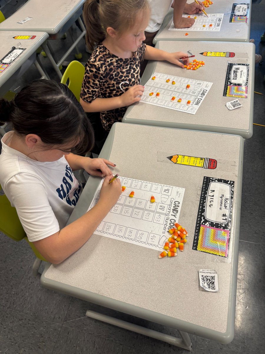TC_Schools_KY's tweet image. Second graders in Ms. Madison Bishop's class at TCPC used candy corn as the greater than and less than symbols to compare numbers to 1,000! 
Expect greatness from Taylor County Academics! 
#tcpride #tcpc #expectgreatness