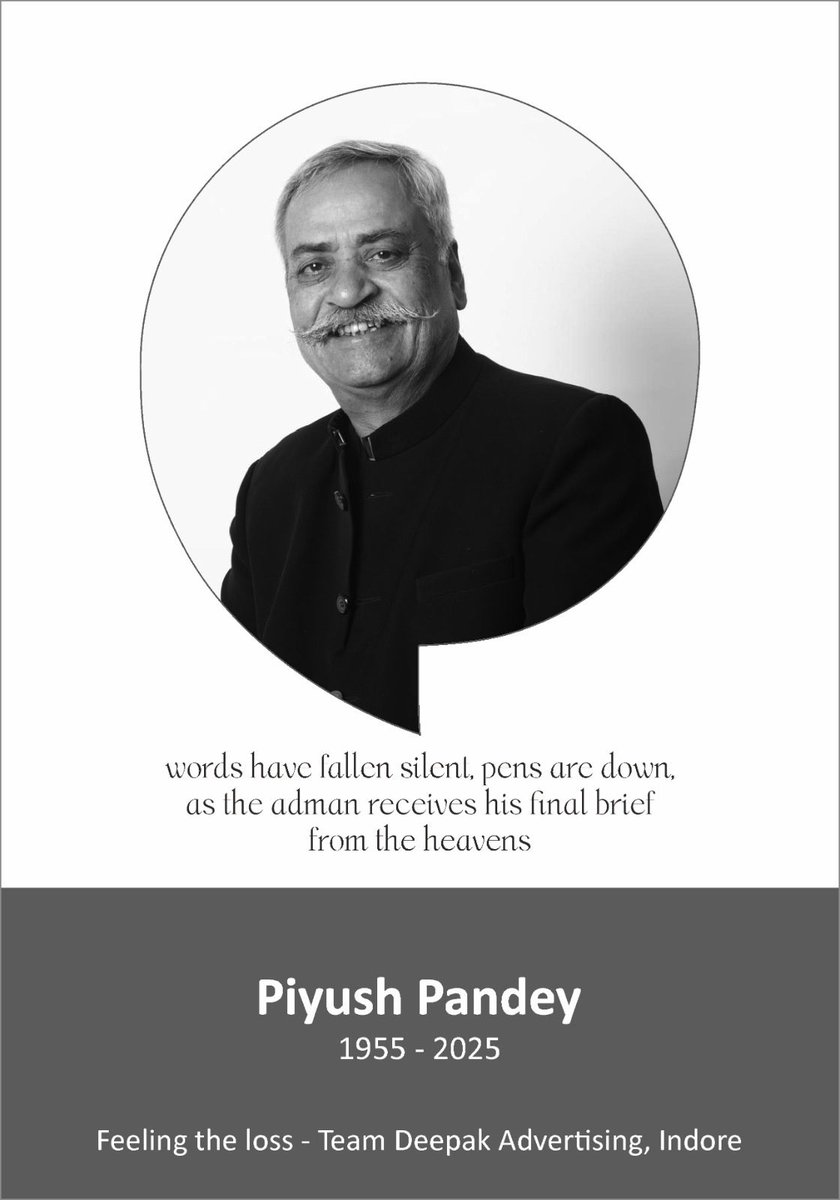 djetha's tweet photo. I met him 2-3 times during adasia and other events, As I run advt agency in Indore he always showed interest in knowing about the heartland of India, a legend and and a real guru RIP #piyushpandey https://t.co/5aHiuCuKNs
