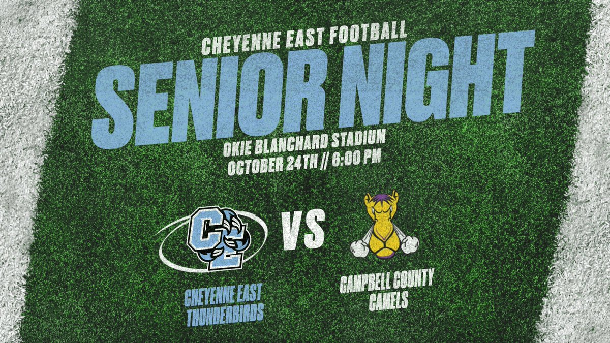 Friday Night Lights &amp; Senior Night!
#2 East hosts #3 Campbell County in a huge battle for the #2 playoff seed!
Pack Okie &amp; celebrate our seniors!
Let’s Go T-Birds! ⚡️💙