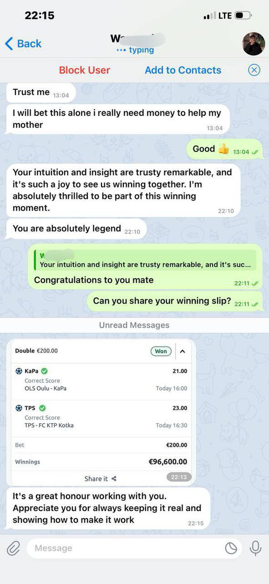 HAPPY CLIENT  🔥✅
👍If you can't trust me then you can’t find someone better than me 
🎊Congratulations To All Other Clients And Thank You For The Trust all, Play With The Best 🎉
Message me for more details on next fixed t.me/+iJWoYVIlE741Z…

t.me/+iJWoYVIlE741Z…