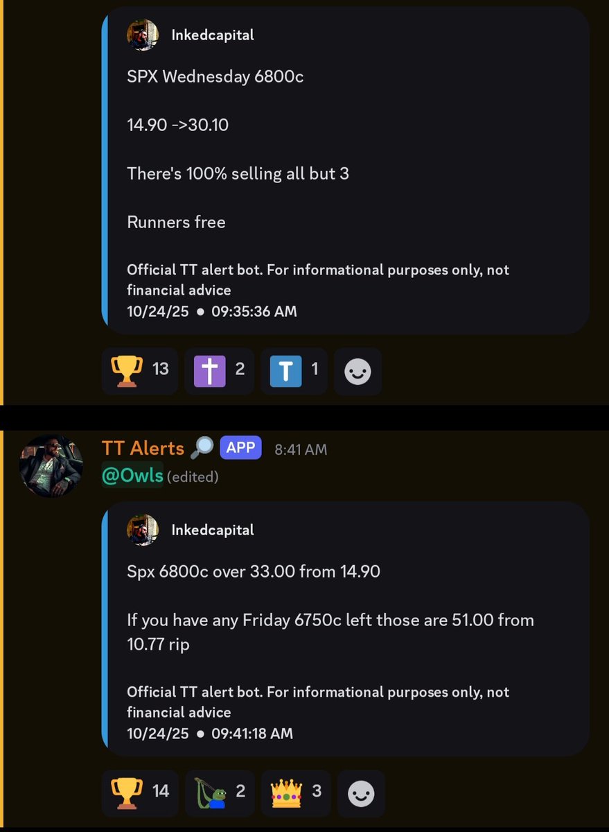 Lack of glaze is disturbing ngl

$SPX Wednesday 6800c 14.90 -> 33.00
$SPX Friday 6750c 10.77 -> 51.00

Gang gang
