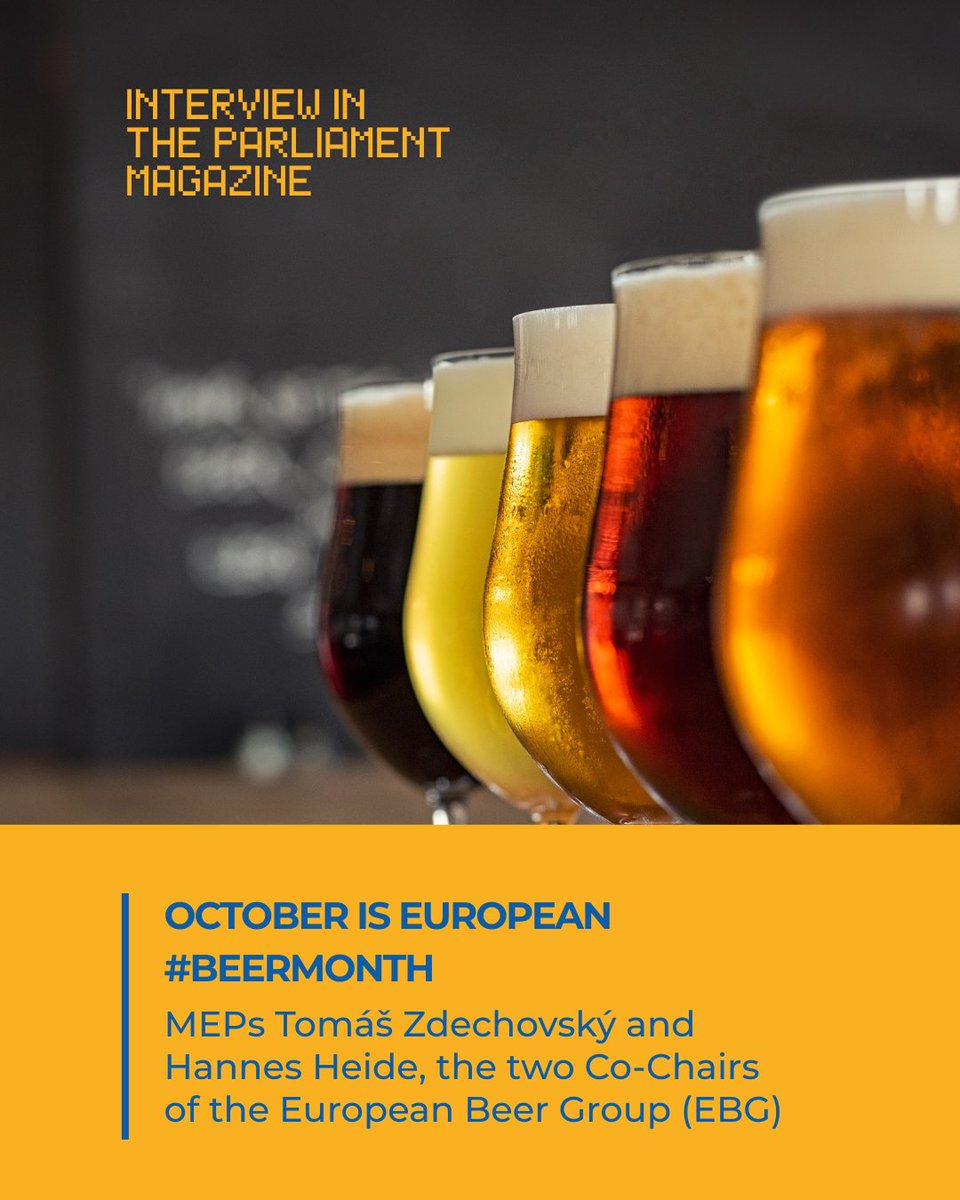 brewersofeurope's tweet photo. Before we head off to the weekend, let’s raise a glass to the people and passion behind Europe’s beers! 🍻
October is #BeerMonth — celebrating how brewing connects Europe from grain to glass.
MEPs @TomasZdechovsky & @HannesHeide explain why: https://t.co/Rfp7LBettq https://t.co/DGVolwLzcH