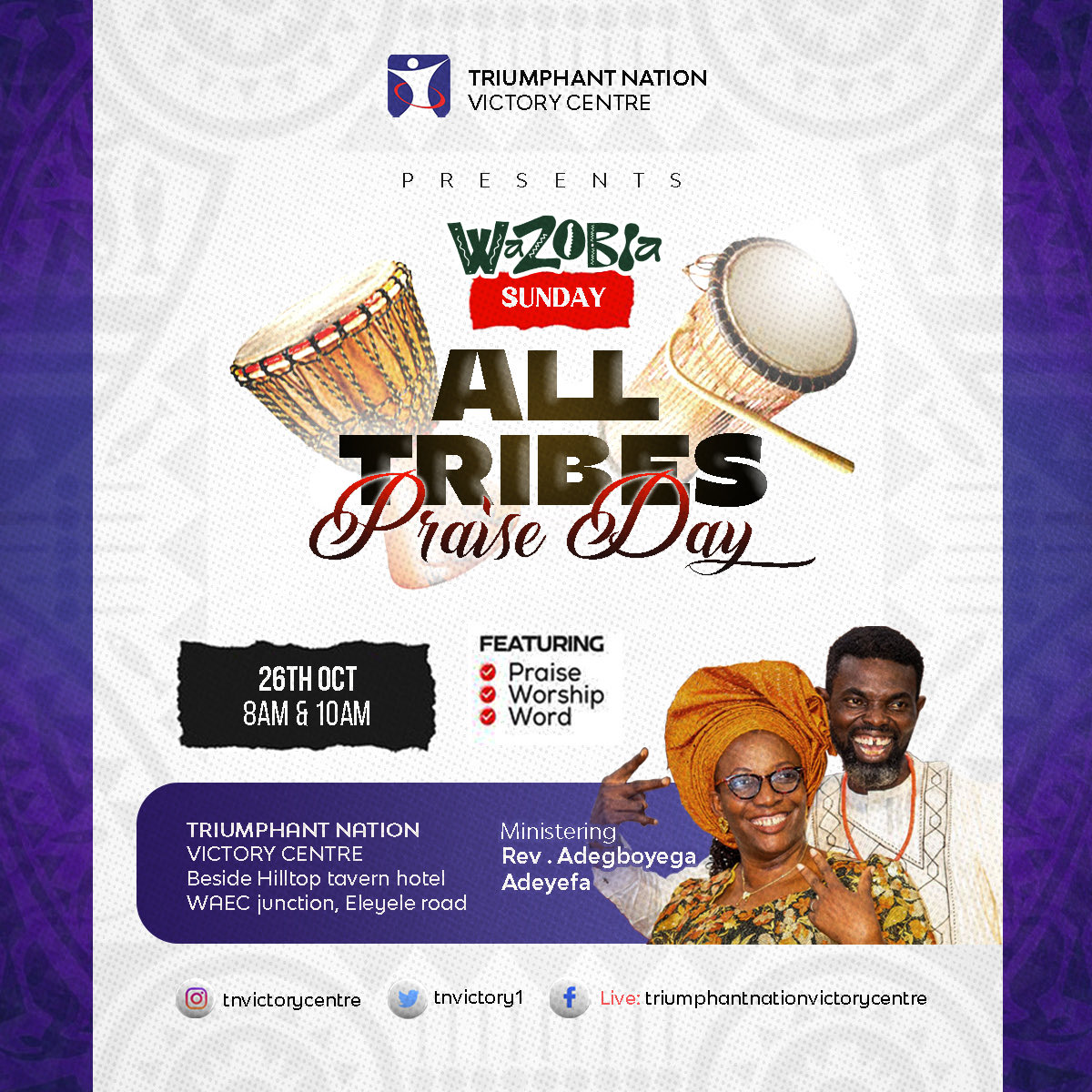 TNVictory1's tweet photo. It’s been a year like no other !
Yet God s been good as Ever !
10/12 is  a pass mark and we are assured that the year will end in Praise and Glory 12/12 ✅
Let’s come with all tribes attire, instruments of worship and dance to celebrate GOD! https://t.co/to0fXRgVc6