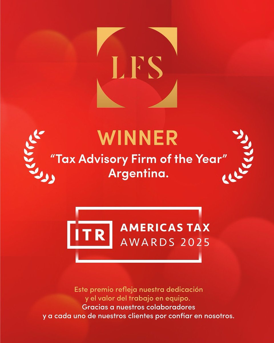 FlorFdezSab's tweet photo. @lfstax fue elegida como la mejor firma en asesoramiento tributario de Argentina por la ITR en base a opiniones de clientes y colegas. 

Muy orgullosa de este equipo! Un logro que demuestra que con esfuerzo y pasión una firma boutique local puede destacarse a nivel internacional. https://t.co/YHNHXSn0fP