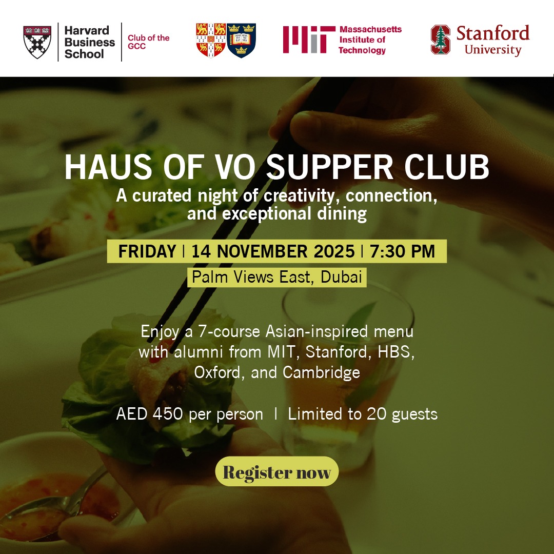 HBSGCC's tweet image. Registration is OPEN! | Alumni Supper Club - Welcome to Haus of Vo

📅 Friday, November 14, 2025
🕢 7:30 PM
📍 Palm Views East 

Secure Your Spot Now: hbsclubofthegcc.wildapricot.org/event-6394877

#HBS #HBSGCC #HausOfVo #SupperClubDubai #AlumniConnections #SecretDinner #DubaiNights