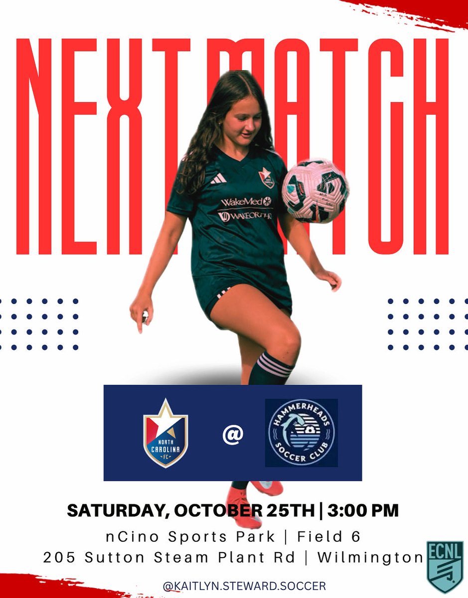 NCFC ecnl vs Wilmington this Saturday!

<a href="/NcfcECNLG2010/">NCFC ECNL 2010G</a> @ncfc_youth @ncfc_ecnlgirls <a href="/soccerwire/">soccerwire</a> @topdrawersoccer