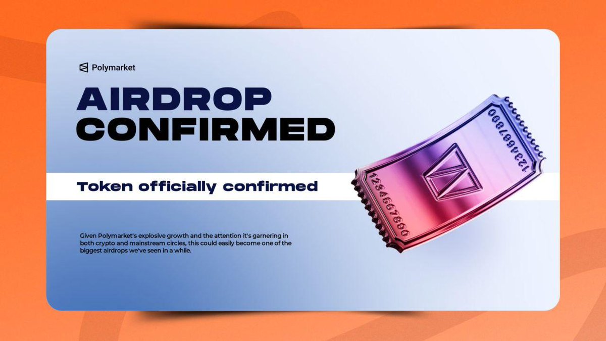 CHASE💀 (@abrahamchase09) on Twitter photo Okay, things just got more real.
<a href="/Polymarket/">Polymarket</a> has officially confirmed their token, and yes, there’s an airdrop coming.
In a recent interview, the platform’s CMO shared that they are indeed developing their own token. However, it may take a bit more time to launch.
Given Okay, things just got more real.
<a href="/Polymarket/">Polymarket</a> has officially confirmed their token, and yes, there’s an airdrop coming.
In a recent interview, the platform’s CMO shared that they are indeed developing their own token. However, it may take a bit more time to launch.
Given