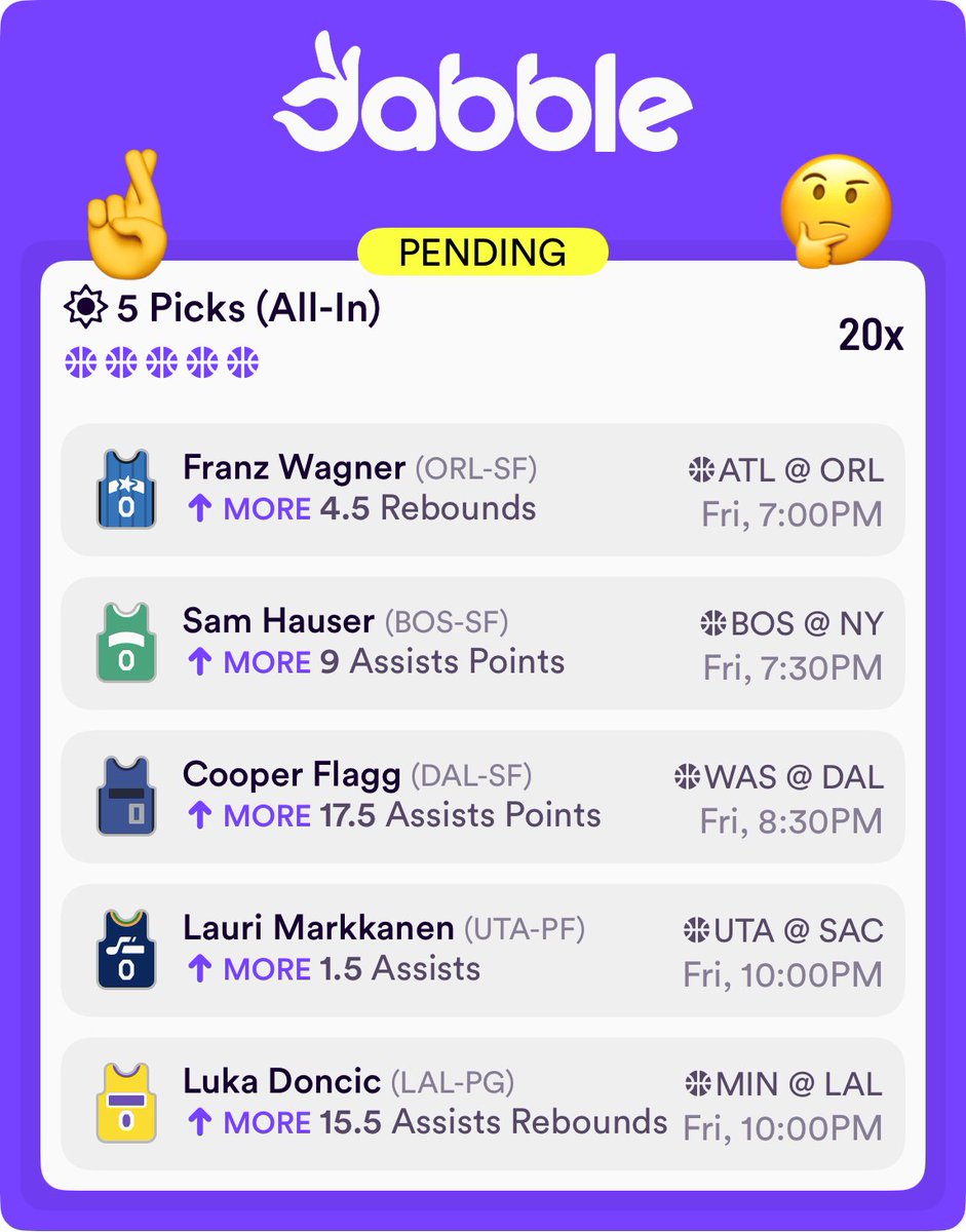 Trident_DFS's tweet image. Could be the most INSANE value I've seen on a slip so far this NBA season...
LOCK IT IN ON DABBLE 🔒
click.dabble.com/ugiS/uvopm9jw
Use code TRIDENT when you sign up!
#GamblingTwitter | #Dabble
