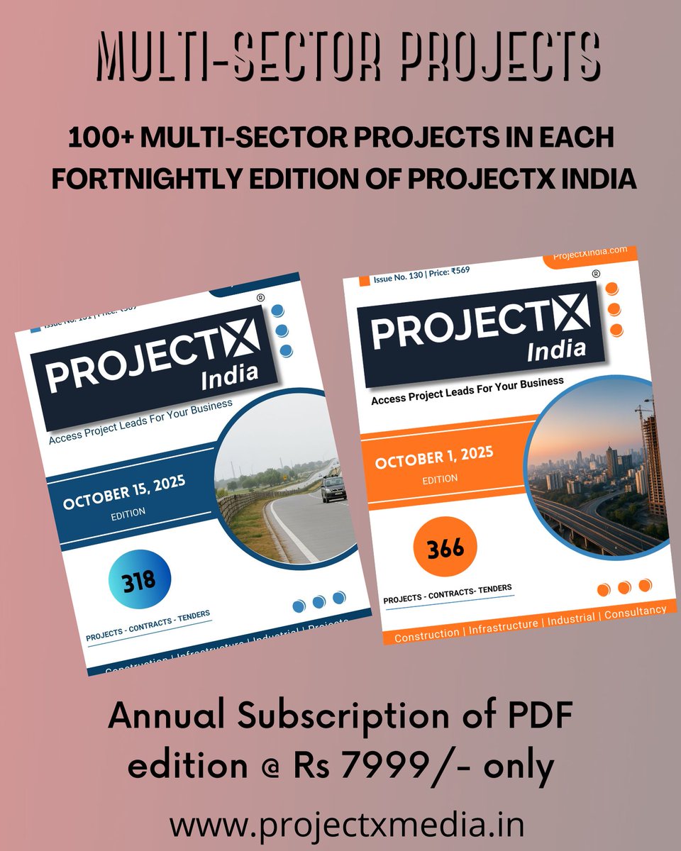 b2bprojects's tweet image. 🏢 Discover 100+ Construction &amp;amp; Infrastructure Projects – October Edition!
From new industrial plants to infra contracts, get all project insights in one PDF.
🌐 Order Now: projectxmedia.in
#ProjectXIndia #ConstructionProjects @Get2knowIndia