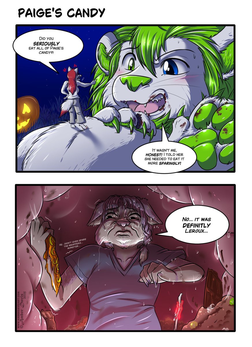 I guess if you’re gonna lie about where the candy went, you should digest the evidence first.
~
Art by @/AmberDavisArt