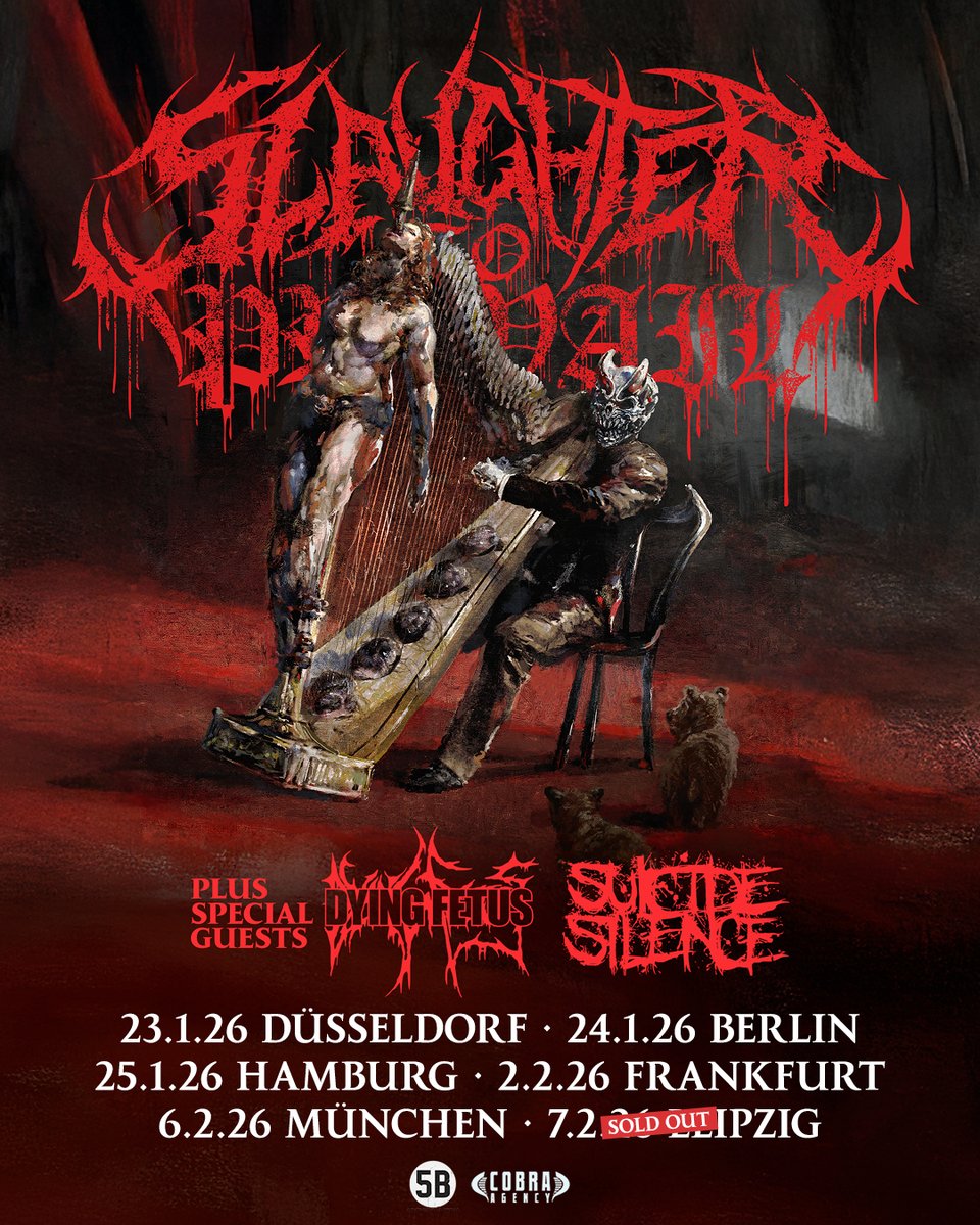 Tolle Nachrichten: Es gibt jetzt noch eine Zusatzkonzert von Slaughter To Prevail in Düsseldorf!

Tickets dazu findet ihr ab Dienstag im Ticketmaster Presale: bit.ly/3T8tD34