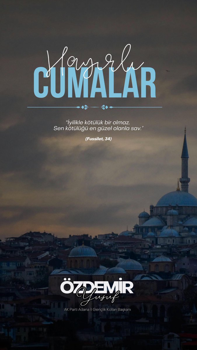 🌙 Hayırlı Cumalar
“İyilikle kötülük bir olmaz. Sen kötülüğü en güzel olanla sav.”
(Fussilet, 34)

Bu mübarek günde dualarınız kabul, gönlünüz huzurla dolsun.