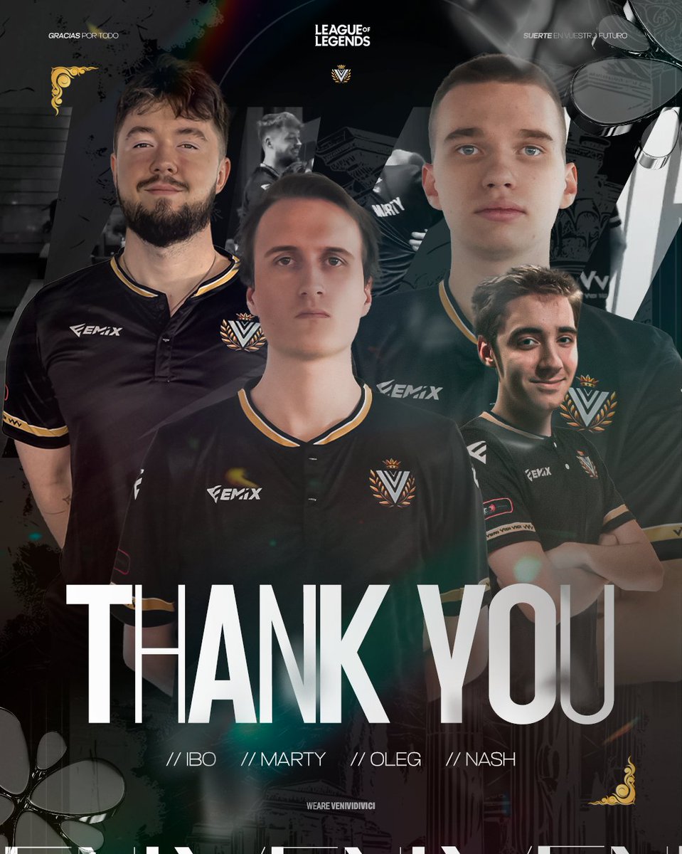 VVV_ESP's tweet image. Los chicos que nos hicieron soñar a lo grande. A pesar de haber estado solo un split, quedarán para la historia de VVV.
GRACIAS POR TODO 💛
@iBoToplaner - @oleginsec - @MartyBG2 - @lolNash1 🫶