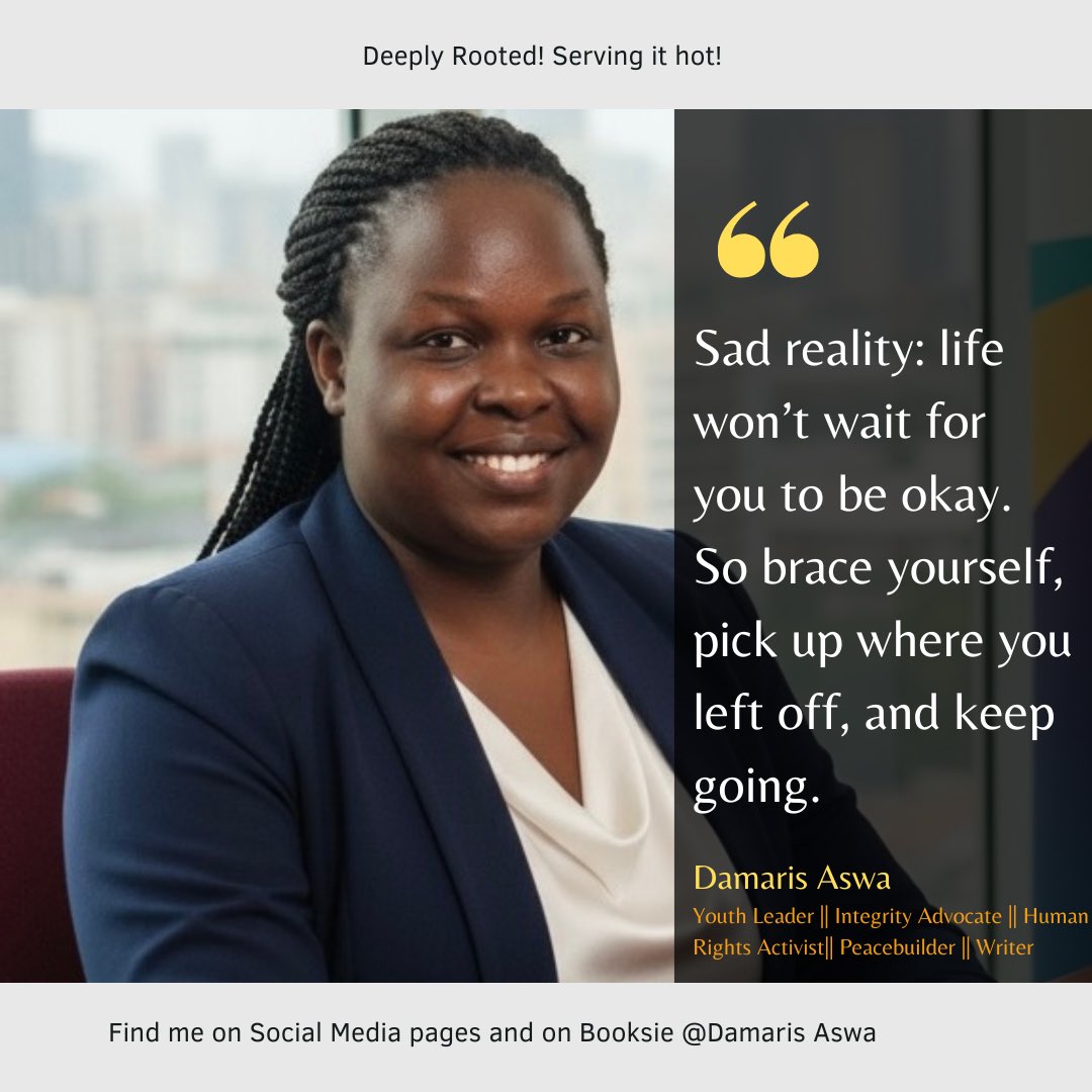 Damarisaswa's tweet image. Some days, all you can do is keep going, even when it hurts. And that’s enough. The truth is, life never pauses for our pain. So gather your strength, rise again, and walk your path one step at a time. Stay deeply rooted in hope, in faith, in yourself. 💪🏾