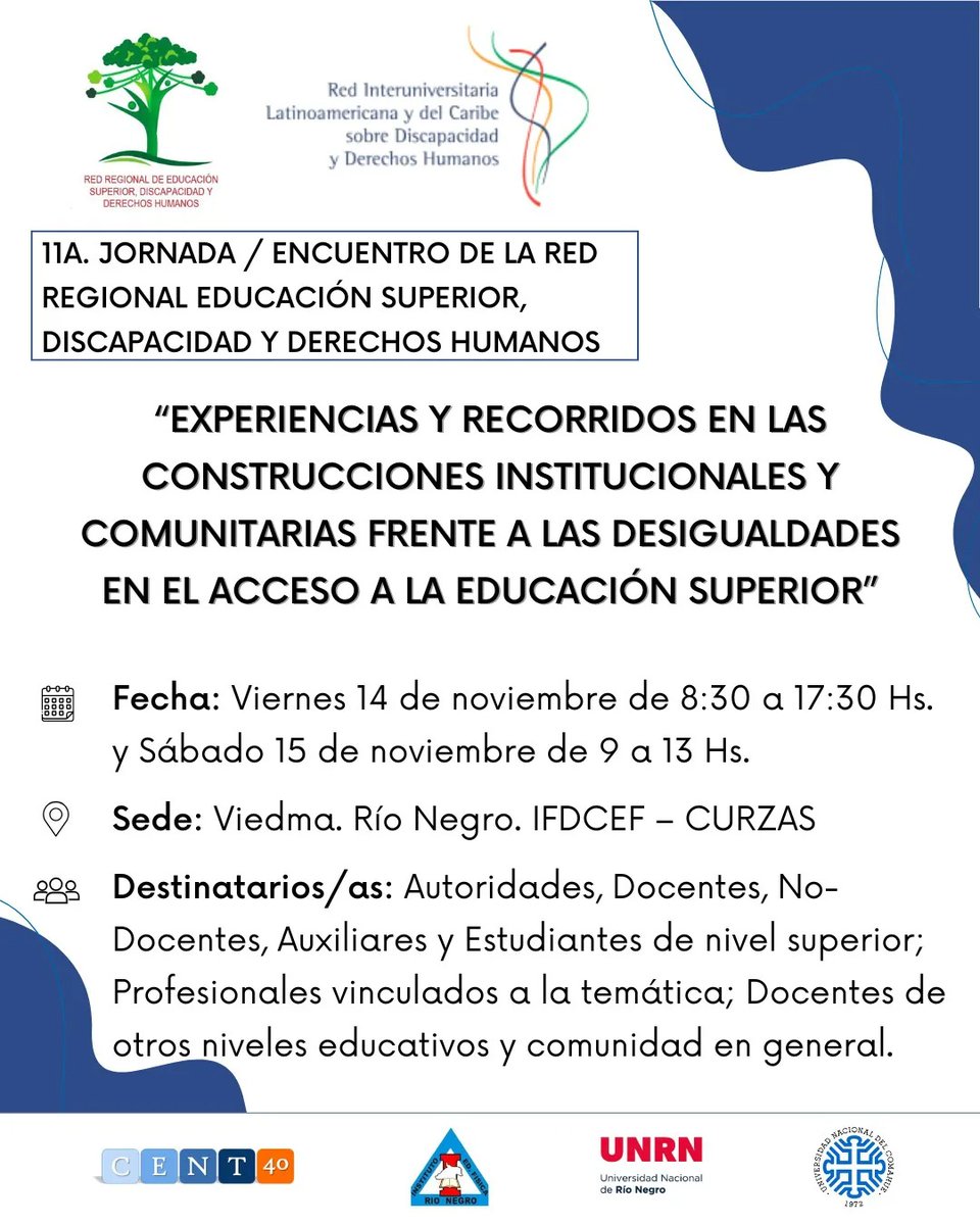 Educación superior, accesibilidad y transformación: la UNCo será sede de una jornada clave en Viedma – Ver más uncoma.edu.ar/evento/educaci…