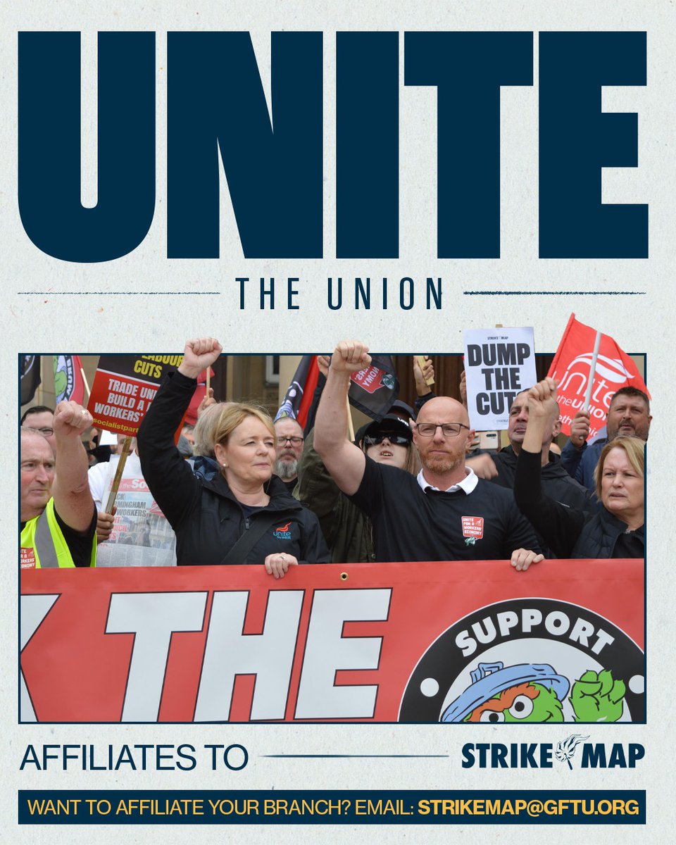 strike_map's tweet image. BREAKING 🚨| @unitetheunion has affiliated to #StrikeMap. 

On affiliating to Strike Map, @UniteSharon said, "There is power in a union and Strike Map is building solidarity across the trade union movement."

Affiliate your union organisation here: actionnetwork.org/fundraising/he…