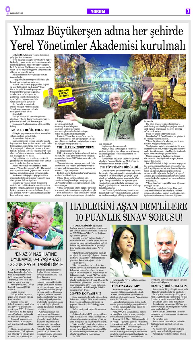 CHP Genel Merkezi’ne iyi niyetli bir öneride bulunmak isterim. Yılmaz Büyükerşen’in adını taşıyan bir Yerel Yönetim Akademisi kurabilirsiniz.

<a href="/herkesicinCHP/">CHP 🇹🇷</a> 

dokuzeylul.com/yilmaz-buyuker…