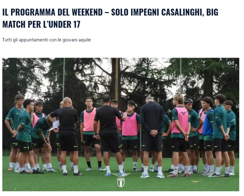 📆 IL PROGRAMMA DEL WEEKEND – Solo impegni casalinghi, big match per l’Under 17

IN BECCO ALL'AQUILA! 💙🤍💙🦅 

NEL DETTAGLIO ⤵️

sslazio.it/it/news/settor…