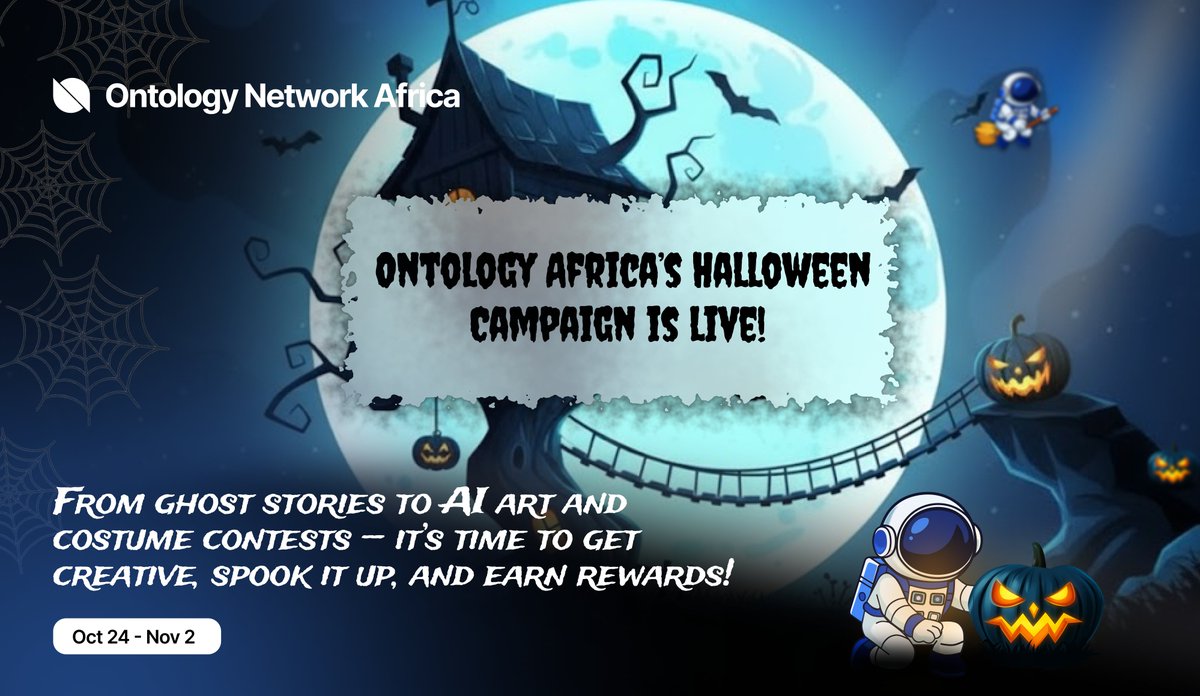 Ontologyafrica's tweet image. 🎃 Halloween One-Day Creative Contest! 👻
Show your creativity and win rewards! 💰
🧠 4 Categories — Design | Animation | Video/Photo | Writing
💵 Total Prize: $50 per community
📅 Oct 31 — 24 hours to create!

Bring your best spooky ideas!
#Ontology #Halloween #Web3Community