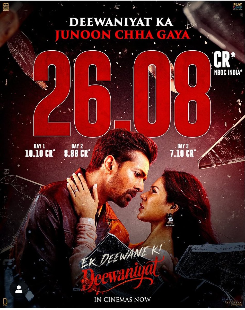 3rd day #Deewane_ki_Deewaniyat reach at 26.08Cr , what a romantic movie it's a #Must_Watch_Movie
#HarshvardhanRane
#sonambajwa
<a href="/SunidhiChauhan5/">Sunidhi Chauhan</a> <a href="/Twee_ttt/">Harshvardhan Rane</a>
<a href="/HIDEO_KOJIMA_EN/">HIDEO_KOJIMA</a> <a href="/AzazSyed/">Azaz Syed</a>
<a href="/RakhiSawantFans/">Rakhi Sawant FanClub</a> <a href="/fluffyguy/">G a b r i e l - I g l e s i a s</a>
<a href="/TheJohnAbraham/">John Abraham</a>
<a href="/jaanmuhammad81/">Jaan Muhammad</a>
#IndiaDrivesNexon