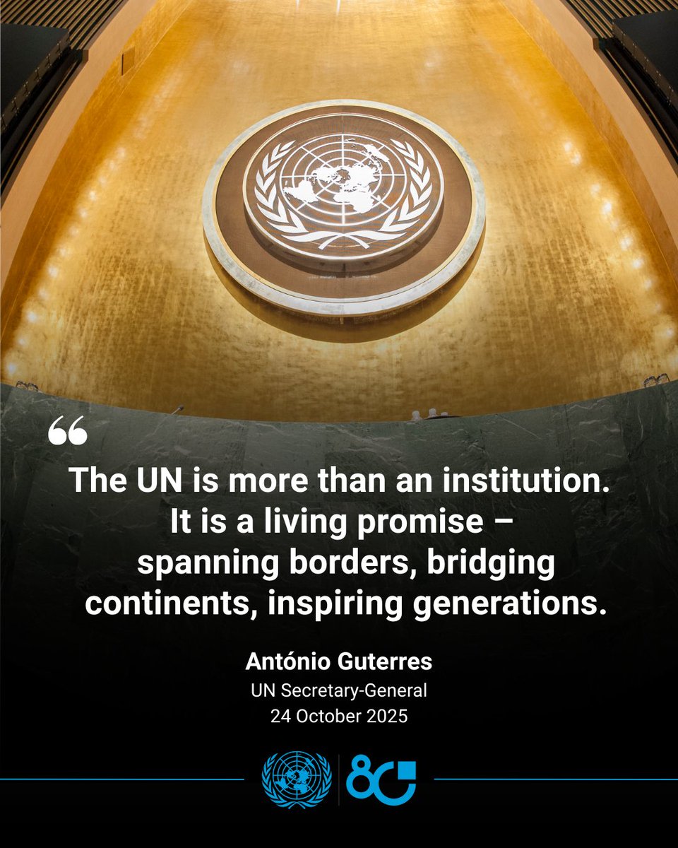 patcriolo's tweet photo. 🗓️8⃣0⃣ years of unity, hope and shared purpose. 🌍
➡️From peacekeeping to human rights, from humanitarian action to global cooperation — the UN continues to be a lifeline for millions.
💙Proud to stand with the blue flag and the mission it represents. 🇺🇳✨
#UN80 #ForEveryFuture https://t.co/RL2HKfZcDJ