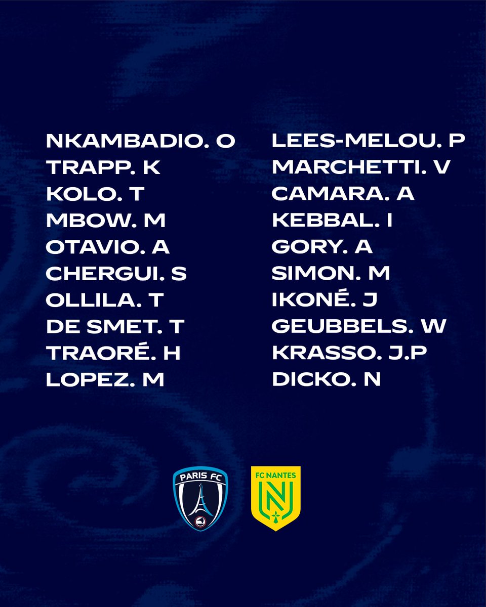 𝑳𝒆 𝒈𝒓𝒐𝒖𝒑𝒆 ✅

Voici les 20 joueurs convoqués par Stéphane Gilli et son staff pour la réception du FC Nantes ⚡️

🔵⚪️ #CertifiéParis #ParisFC | #PFCFCN