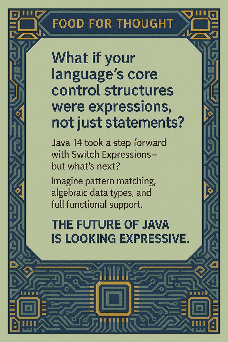 SpagCodeJungle's tweet image. What do you think is next? 
#FoodForThought #JavaFuture #100Devs #100DaysOfCode #365DaysOfCode #coder #programmer #softwareengineer #codinglife #devLIfe #Java #Coding #letsConnect #LeetCode  #TechTwitter #DevCommunity #CleanCode #LearnInPublic
#BuildInPublic
