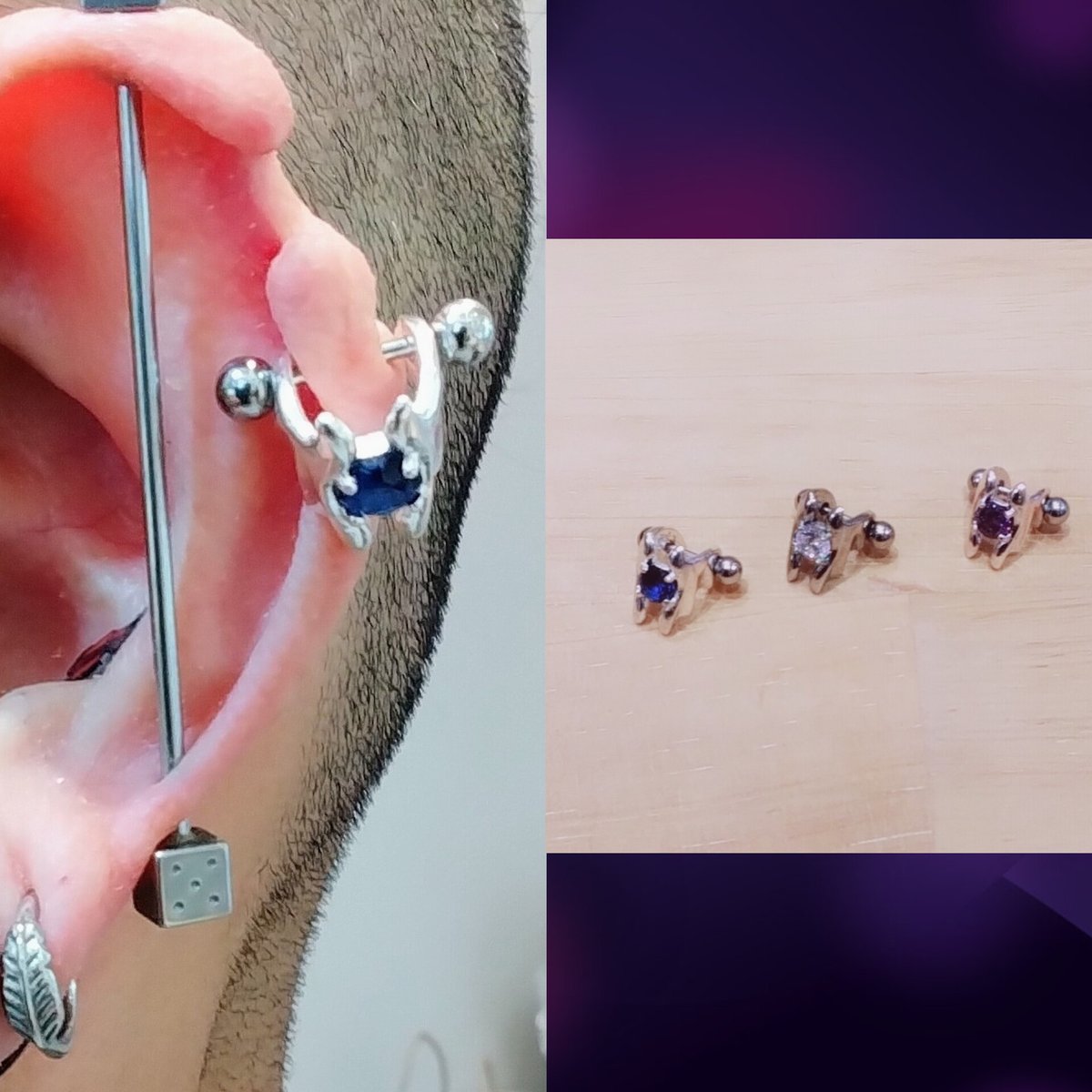 blanguage1's tweet image. ボディピアス再入荷📢
　　　　🦇ジュエルカフスの入荷🎉
　　　　　🦻の幅に合わせて
　　　　　　調整しますよ🎵
　　#高崎OPA　#高崎ボデイピアス