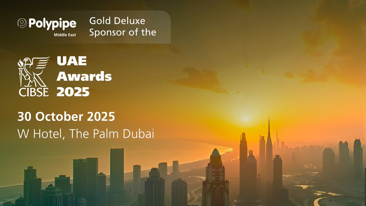 Proud to be a Deluxe Sponsor of the CIBSE UAE Awards 2025! 🏆

Celebrating innovation and excellence in building services, and supporting progress in sustainable design, water management, and resilient infrastructure across the region. 💧

#CIBSEUAEAwards #PolypipeMiddleEast