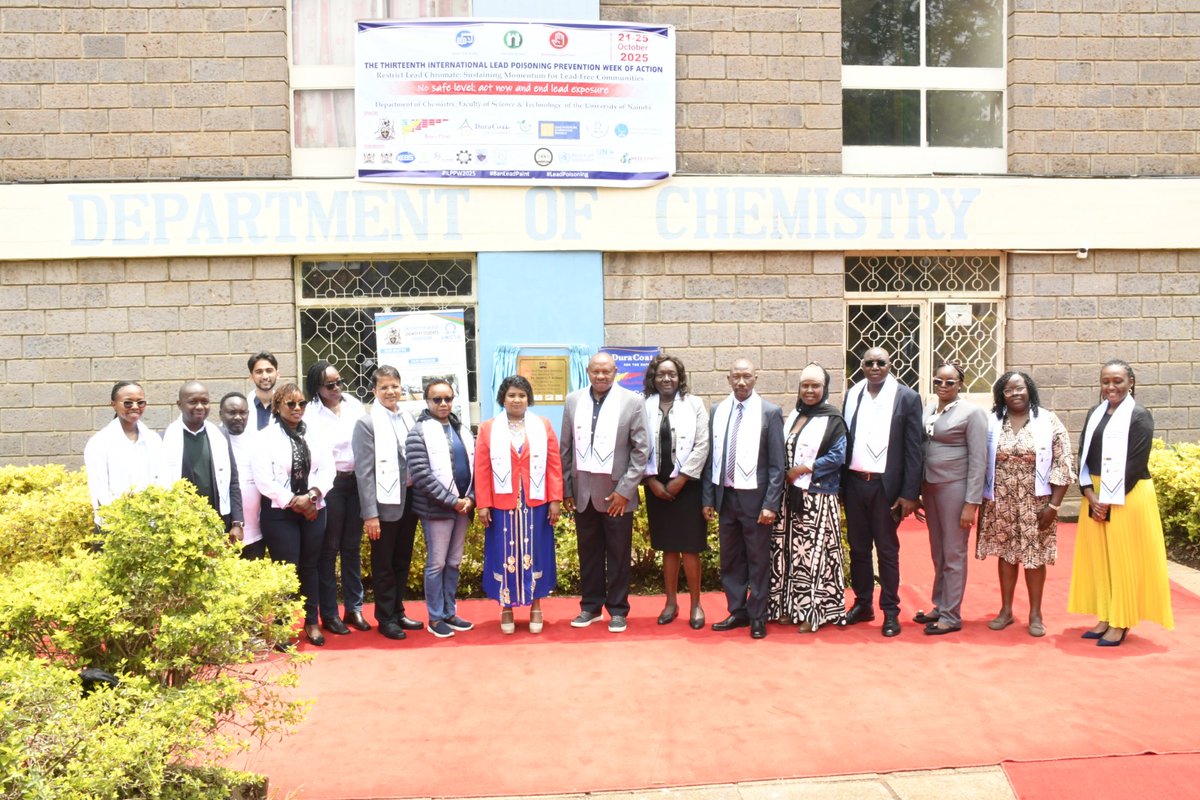 uonbi's tweet photo. H.E. Dr. Joyce Kithure, Second Lady of the Republic of Kenya, graces the 13th International Lead Poisoning Prevention Week of Action at @uonbi; reaffirming Kenya’s commitment to ending lead exposure for good.
#ILPPWA2025
#NoSafeLeadLevel #leadpoisoning https://t.co/ItErmAduhp