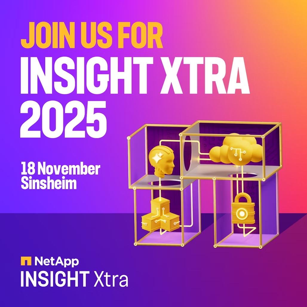 NetAppEMEA's tweet image. Facing AI and cloud complexity in your organization? You’re not alone.

Join #NetAppINSIGHTXtra Sinsheim on Nov. 18 for a day of insights, networking, and real-world transformation stories.

Gain the clarity and tools to lead your next transformation: ntap.com/3Jud3tj