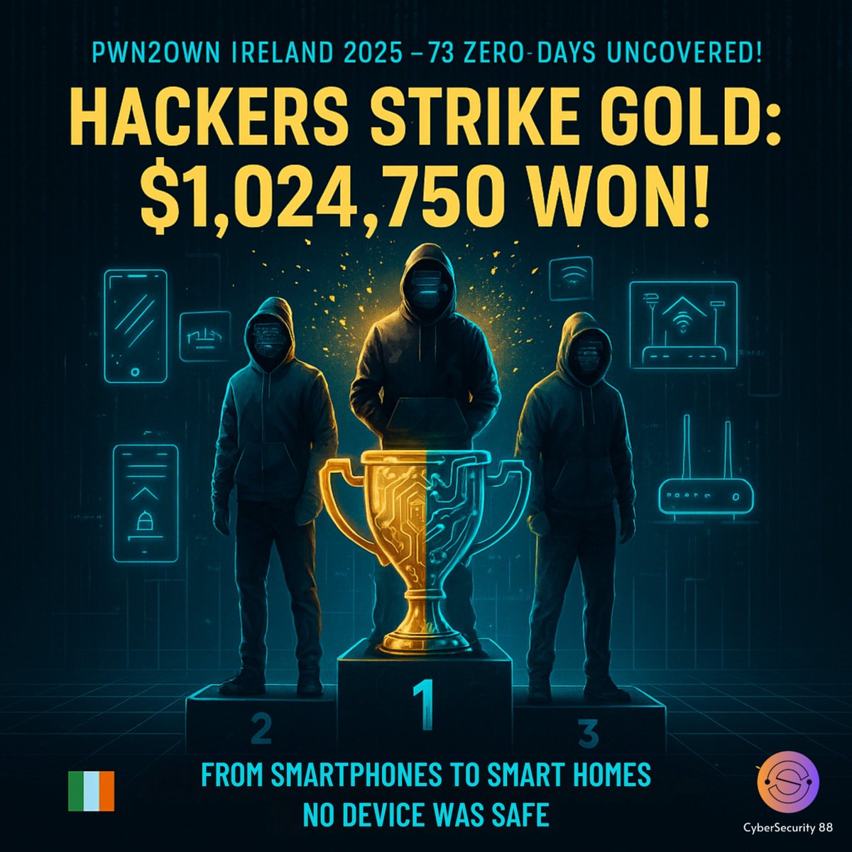CSec88's tweet image. Hackers Crack 73 Zero-Days and Win $1,024,750 at Pwn2Own Ireland 2025
💥Hackers Turn Bugs Into Gold at Pwn2Own Ireland 2025!
Full Story 👉
cybersecurity88.com/news/hackers-e…
#EthicalHacking #zerodayattack #zerodayexploit #Competition
