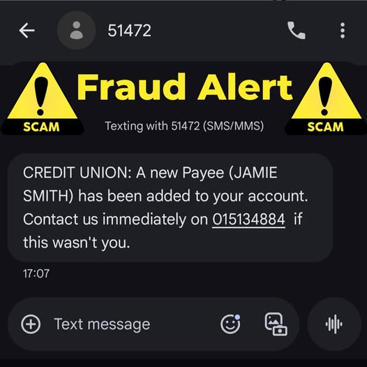 Please be aware of fraudulent texts being sent to members all over the country with Credit Union written on it. This is not Kells CU. We will never ask you for passwords or PINs by phone or text, our only number is 046-9240299. Anything else is a scam so please stay vigilant!
