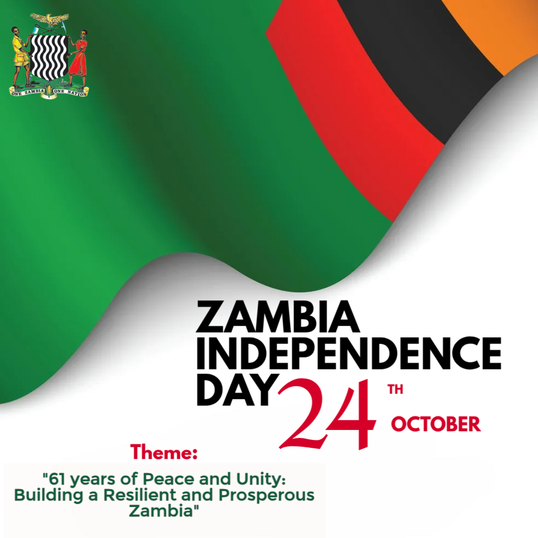 We wish #Zambia a happy 61st #IndependenceDay, celebrated under a befitting theme: “61 Years of Peace and Unity: Building a Resilient and Prosperous Zambia”. SADC wishes Zambia continued peace, unity and prosperity in the years to come. #ZambiaAt61 # #OneZambiaOneNation