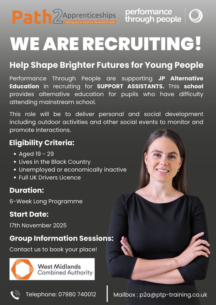 PtpTraining's tweet image. 🚨 WE’RE RECRUITING! 🚨

Want to help shape brighter futures for young people?
JP Alternative Education is looking for SUPPORT ASSISTANTS to deliver personal &amp;amp; social development (think outdoor activities &amp;amp; group sessions).

See below for information! 

#P2A #PTPTraining