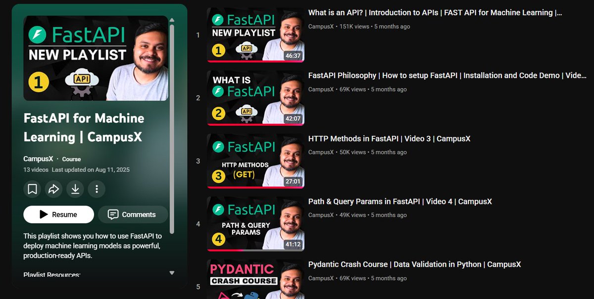 lochan_twt's tweet image. most simple and straight forward playlist for learning Fast API
