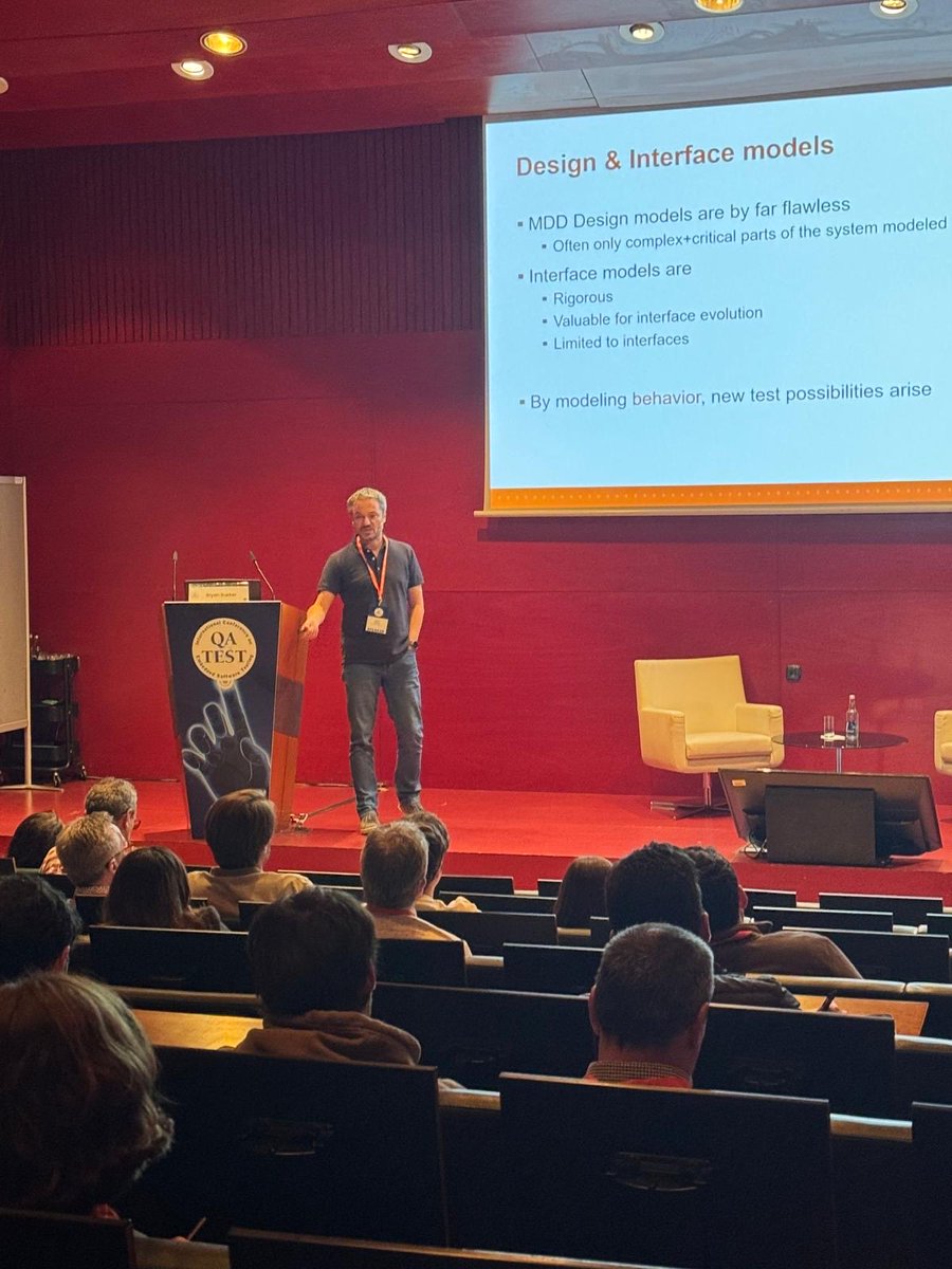 QATestBilbao's tweet image. Bryan Bakker (@SiouxTech) is now presenting:
“The Future of Models in Testing”
How model-based testing boosts automation, traceability & coverage in
industrial QA , shaping the next generation of quality assurance.
#QATEST2025 #ModelBasedTesting #Industry40