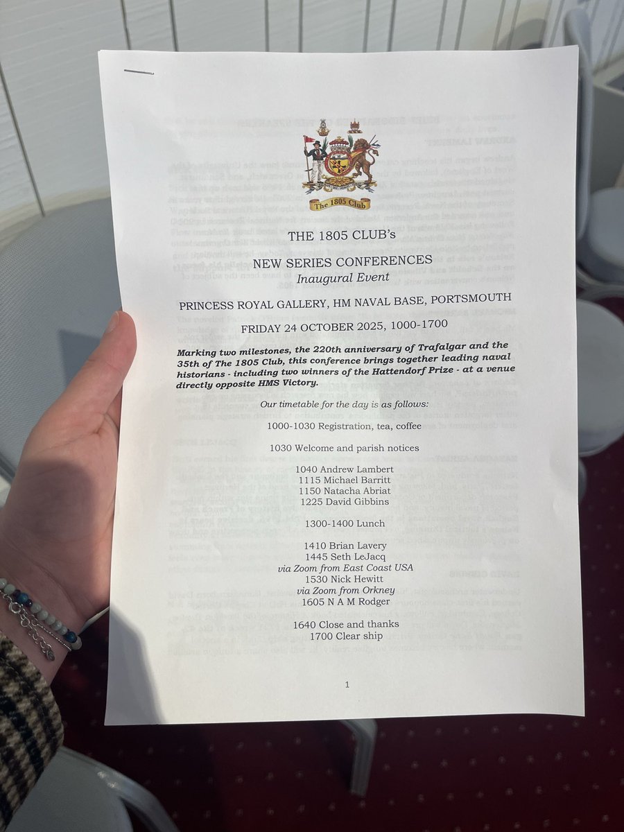 Marking two milestones, the 220th anniversary of Trafalgar and the 35th of <a href="/1805Club/">The 1805 Club</a>, this inaugural conference brings together an impressive array of leading naval historians ⚓️

#navalhistory #navy #royalnavy #navyhistory #hmsvictory #battleoftrafalgar