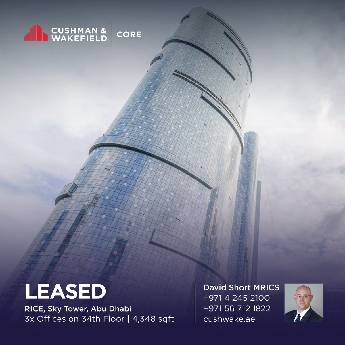 CushWakeCore's tweet image. Cushman &amp;amp; Wakefield Core advised Arcera Life Sciences on their new Abu Dhabi HQ at RICE Sky Tower.
Three offices leased, totalling 4,348 sq ft, marking Arcera as the first tenants in the centre.

#ADGM #AbuDhabi #OfficeLeasing #CushmanWakefieldCore